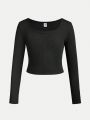 SHEIN 3pcs Tween Girls' Daily Casual Solid Color Long Sleeve Knitted T-Shirt