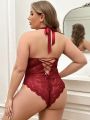 Women's Plus Size Sexy Hollow Out Lace Bodysuit
