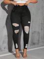 Plus Size Ripped Slim Fit Jeans