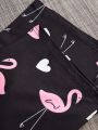 Women'S Letter Printed Flamingo & Heart Pattern Pajama Set