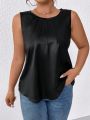 SHEIN LUNE Plus Size Solid Color Sleeveless Tank Top For Leisure