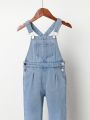 Toddler Girls Patched Pocket Denim Overalls