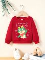Baby Boys' Casual Round Neck Long Sleeve Sweatshirt For New Year 2024, Suitable For Autumn And Winter