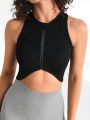 SHEIN Leisure Zipper Front Short Cut Sports Vest