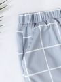 Teen Boy Plaid Print Drawstring Waist Pants