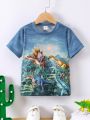 SHEIN Kids QTFun Boys' Tropical Dinosaur Print T-Shirt