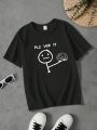 1pc Boys' Funny And Interesting Printed Basic Round Neck Short Sleeve T-shirt, Youth