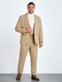 SHEIN Extended Sizes Men Plus Lapel Neck Single Breasted Blazer & Pants