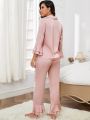 Flounce Sleeve Satin Pajama Set