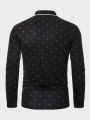 Manfinity Homme Geometric Patterned Long Sleeve Polo Shirt