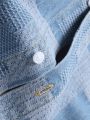 Men Letter Flocking Denim Shirt Without Tee