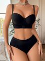 Women's Solid Color Underwear Set