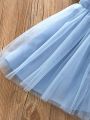 Baby Girls' Blue Mesh Tutu Dress With Shoulder Straps