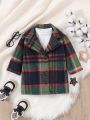 Baby Boy Plaid Print Overcoat Without Sweater