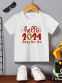 SHEIN 1pc Toddler Boys' Short Sleeve T-Shirt With New Year Numerical Print