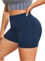 Plus 3pcs Four-way Stretch Wide Waistband Sports Shorts