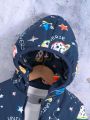 SHEIN Kids QTFun Young Boy Slogan & Planet Print Hooded Puffer Coat Without Tee
