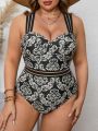 SHEIN Swim BohoFeel Plus Size Full Body Printed Cami One-Piece Swimsuit