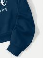 Letter Graphic Thermal Lined Drawstring Hoodie