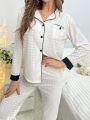 Contrast Trim Button Front PJ Set