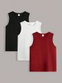 SHEIN Kids EVRYDAY Fashionable Casual Solid Color Vest For Tween Boys