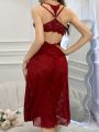 Lace Decorated Silk Satin Camisole Sleep Dress