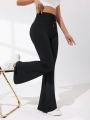 Daily&Casual High Elasticity Drawstring Waist Back Pocket Flare Sport Pants