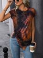 SHEIN LUNE Kink Detail Tie-Dye T-Shirt