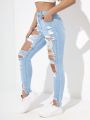 Ladies' Skinny Fit Ripped Jeans