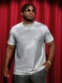 SHEIN Extended Sizes Men Plus Solid Metallic Tee