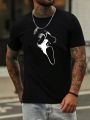 Men's Plus Size Skull Print Round Neck Short Sleeve T-shirt