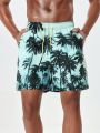 Men's Palm Tree Printed Beach Shorts