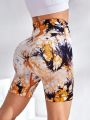 Tie-Dyed Wide Waistband Sports Shorts