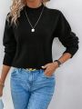 Single-Button Cutout Back Long-Sleeve Sweater