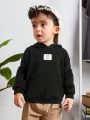 SHEIN Baby Boy Letter Patched Kangaroo Pocket Hoodie