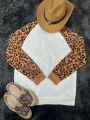 Leopard & Cactus Print Raglan Sleeve Sweatshirt