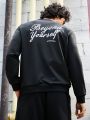 Daily&Casual Men'S Slogan Pattern Drop Shoulder Sports Sweatshirt