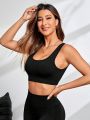 SHEIN Yoga Basic Women's Black Shockproof Sports Bra