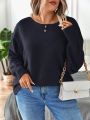 SHEIN Essnce Plus Solid Batwing Sleeve Sweater