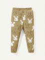 Cozy Cub Baby Girls' Cute Sheep Pattern Round Neck Oversized Sweatshirt And Long Pants Two Piece Outfit