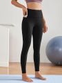 Yoga Basic Wide Band Waist Sports Leggings With Phone Pocket