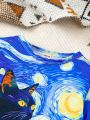 Baby Boys' Cat Painting Print Short Sleeve Top