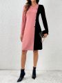 Women's Contrast Button Dress