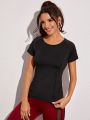 Topstitching Round Neck Sports Tee