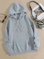 Women's Fleece Lined Hoodie With Slogan Print And Drawstring