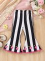 Baby Girls' Striped Flower Printed Flare Pants