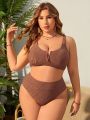 SHEIN Swim Vcay Plus Size Jacquard Two-piece Swimsuit