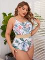 SHEIN Swim Vcay Plus Size Tropical Print One-piece Swimsuit