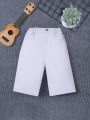 Boys' Basic White Loose Comfortable Denim Shorts For Casual Wear