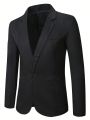 Extended Sizes Men Plus Lapel Neck Single Button Blazer